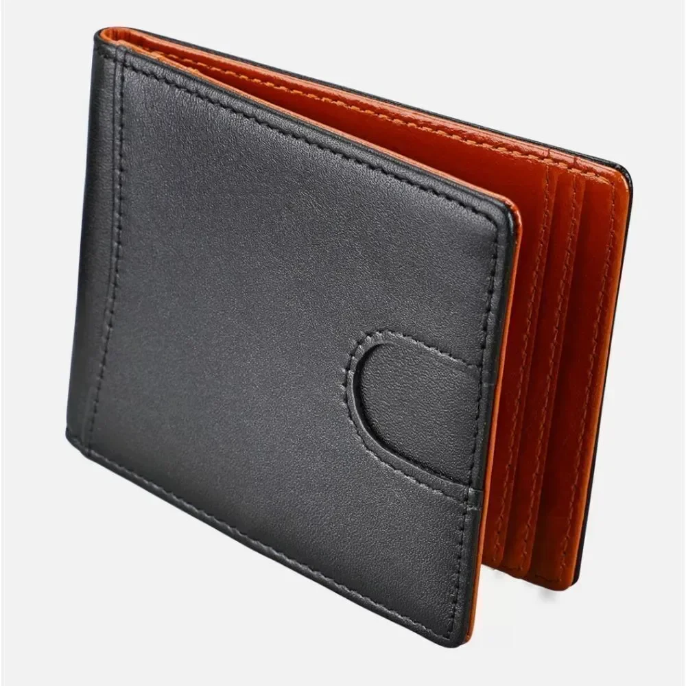 Mens Slim Wallet Minimalist Thin Front Pocket Leather Card Holder RFID Blocking